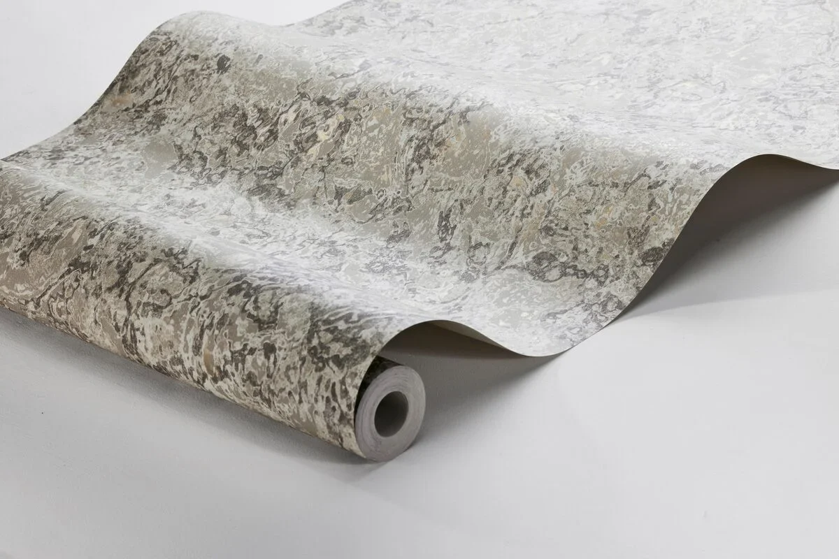 Tapeta imitująca marmur TRAVERTINE szary z beżowym - Image 4