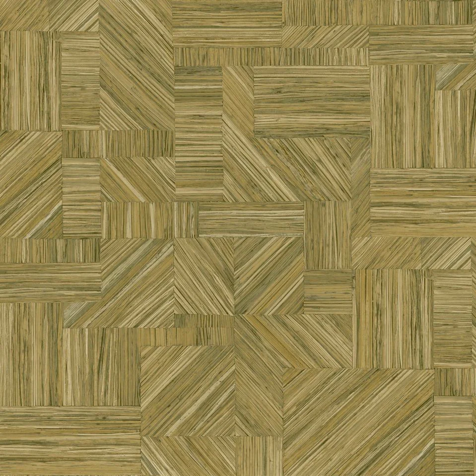 Tapeta strukturalna geometryczna imitująca słomiany patchwork IMBRICATION - CACTUS oliwkowy