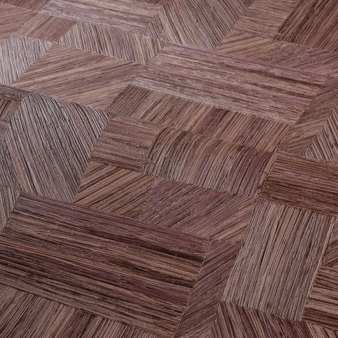 Tapeta strukturalna geometryczna imitująca słomiany patchwork IMBRICATION - PRUNE burgundowy - Image 3