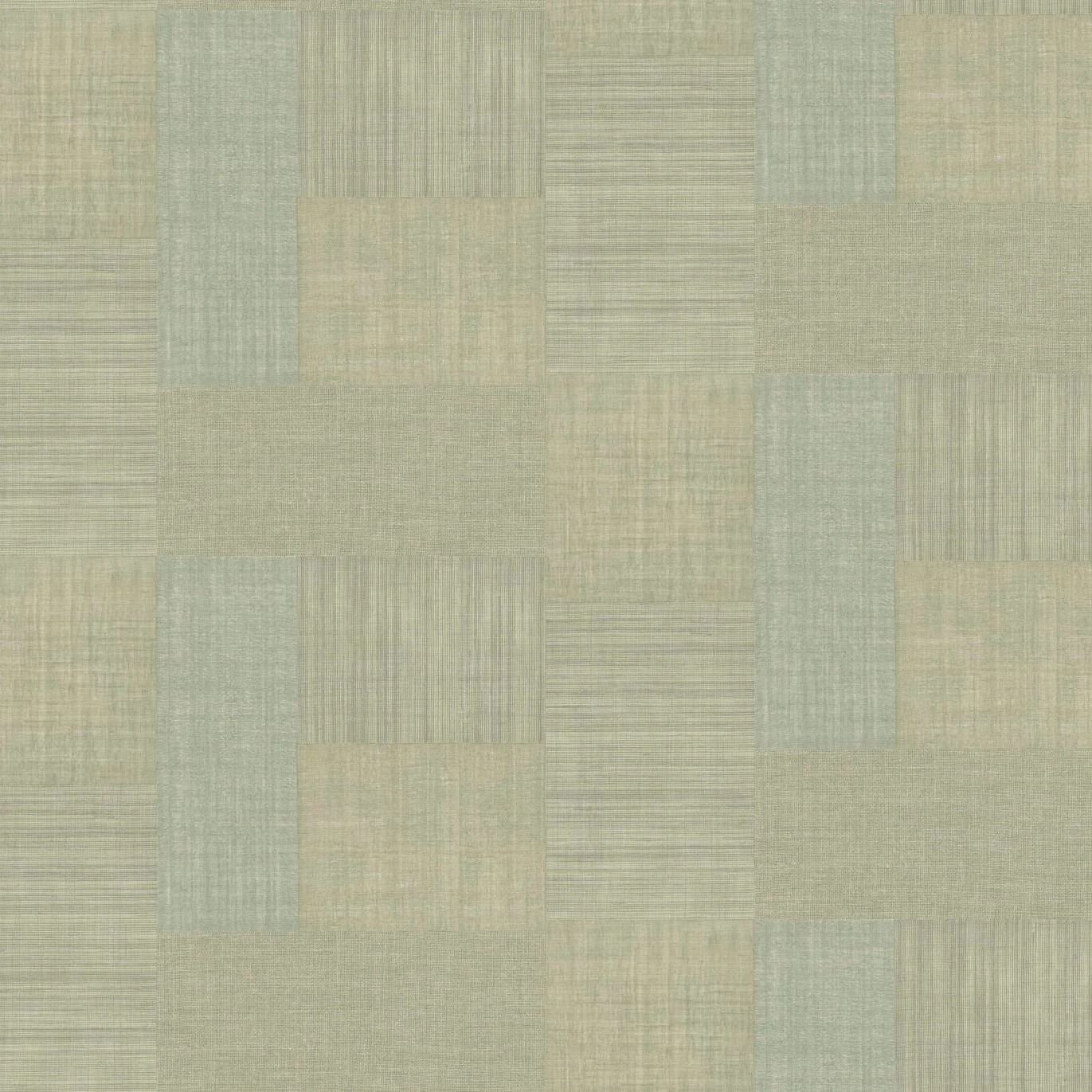 Tapeta strukturalna geometryczna patchwork imitująca tkaninę MESTIZO - AMANDE DOUCE oliwkowy