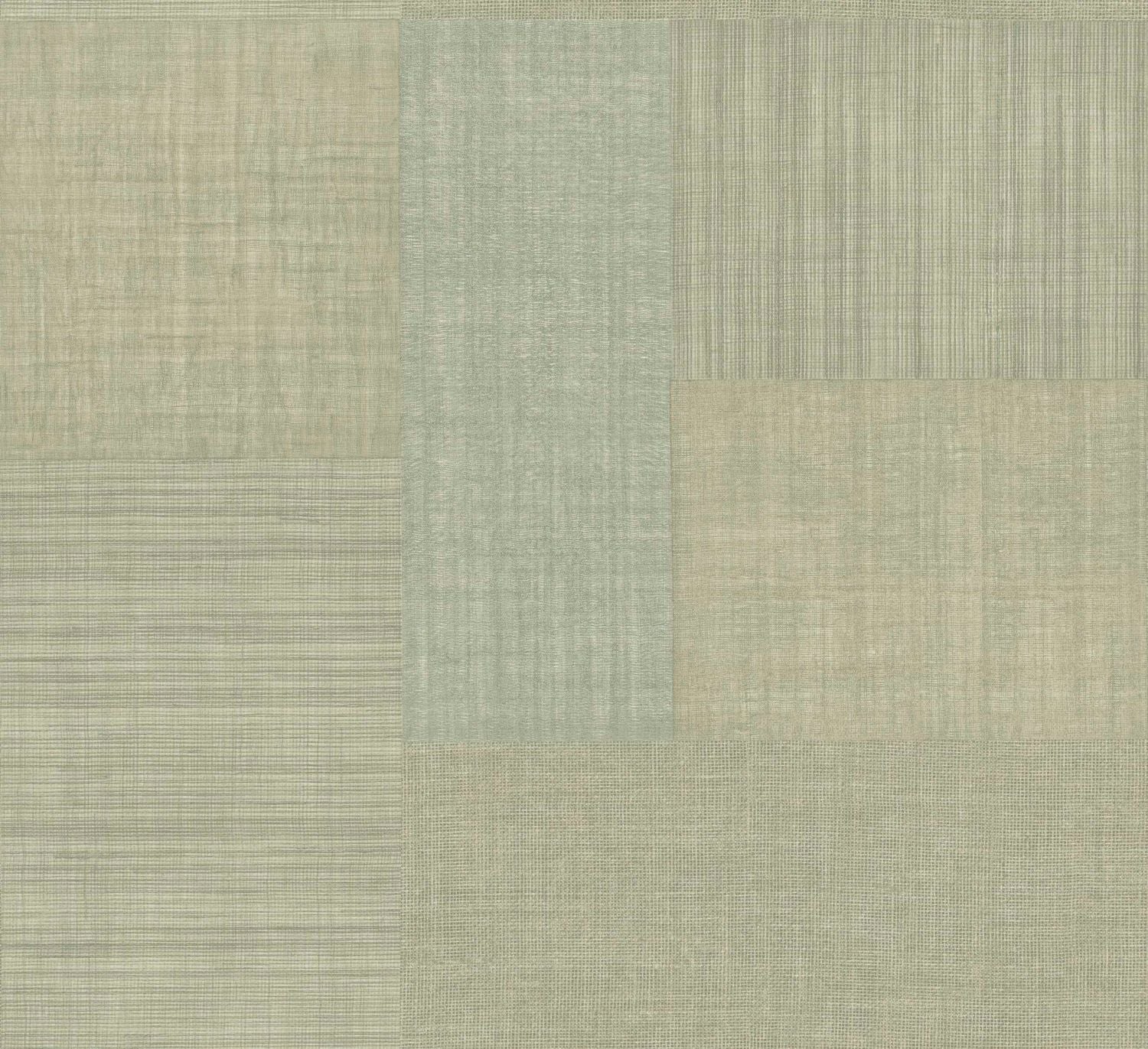 Tapeta strukturalna geometryczna patchwork imitująca tkaninę MESTIZO - AMANDE DOUCE oliwkowy - Image 3