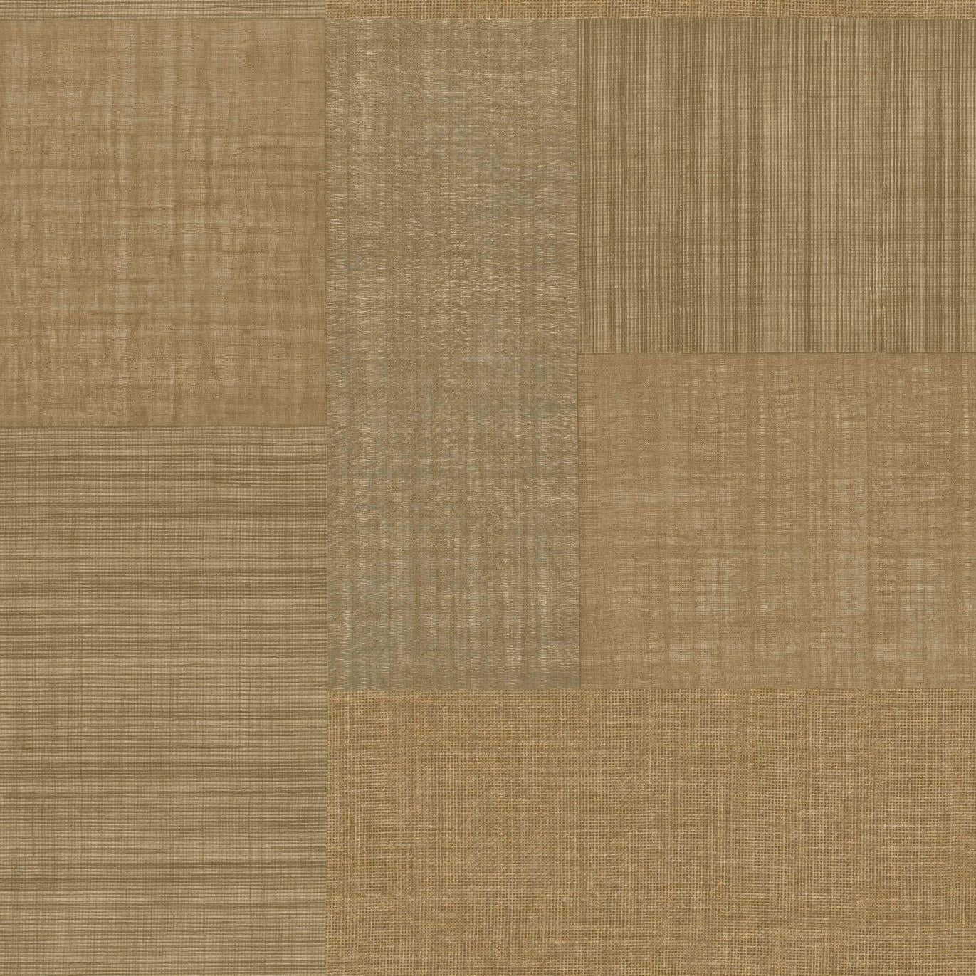 Tapeta strukturalna geometryczna patchwork imitująca tkaninę MESTIZO - MORDORÉ ciemnobeżowy