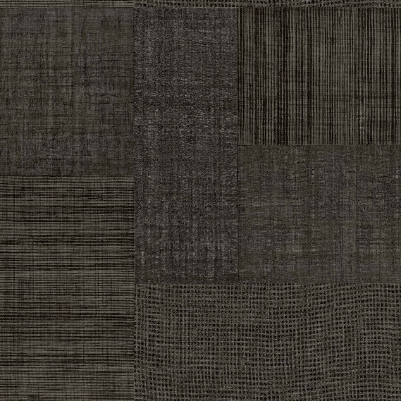 Tapeta strukturalna geometryczna patchwork imitująca tkaninę MESTIZO - NOIR czarny