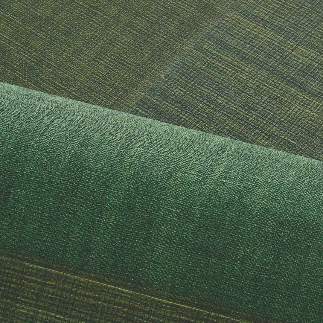 Tapeta strukturalna geometryczna patchwork imitująca tkaninę MESTIZO - VERT FORÊT leśny zielony - Image 5
