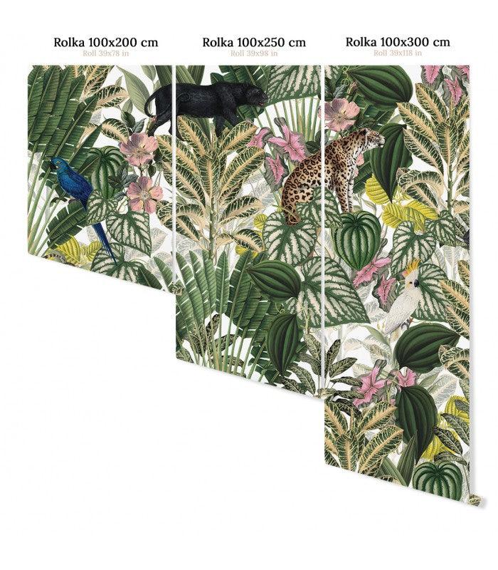 Tapeta flizelinowa z motywem roślinnym i zwierzęcym LIGHT JUNGLE zielony - Image 3