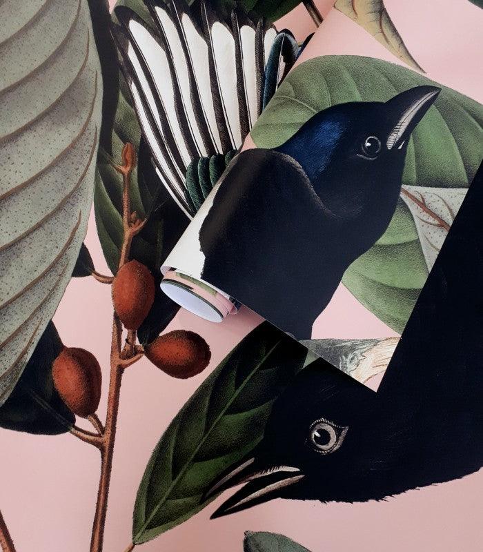 Tapeta flizelinowa z motywem roślinnym MAGPIE różowy z zielonym - Image 3