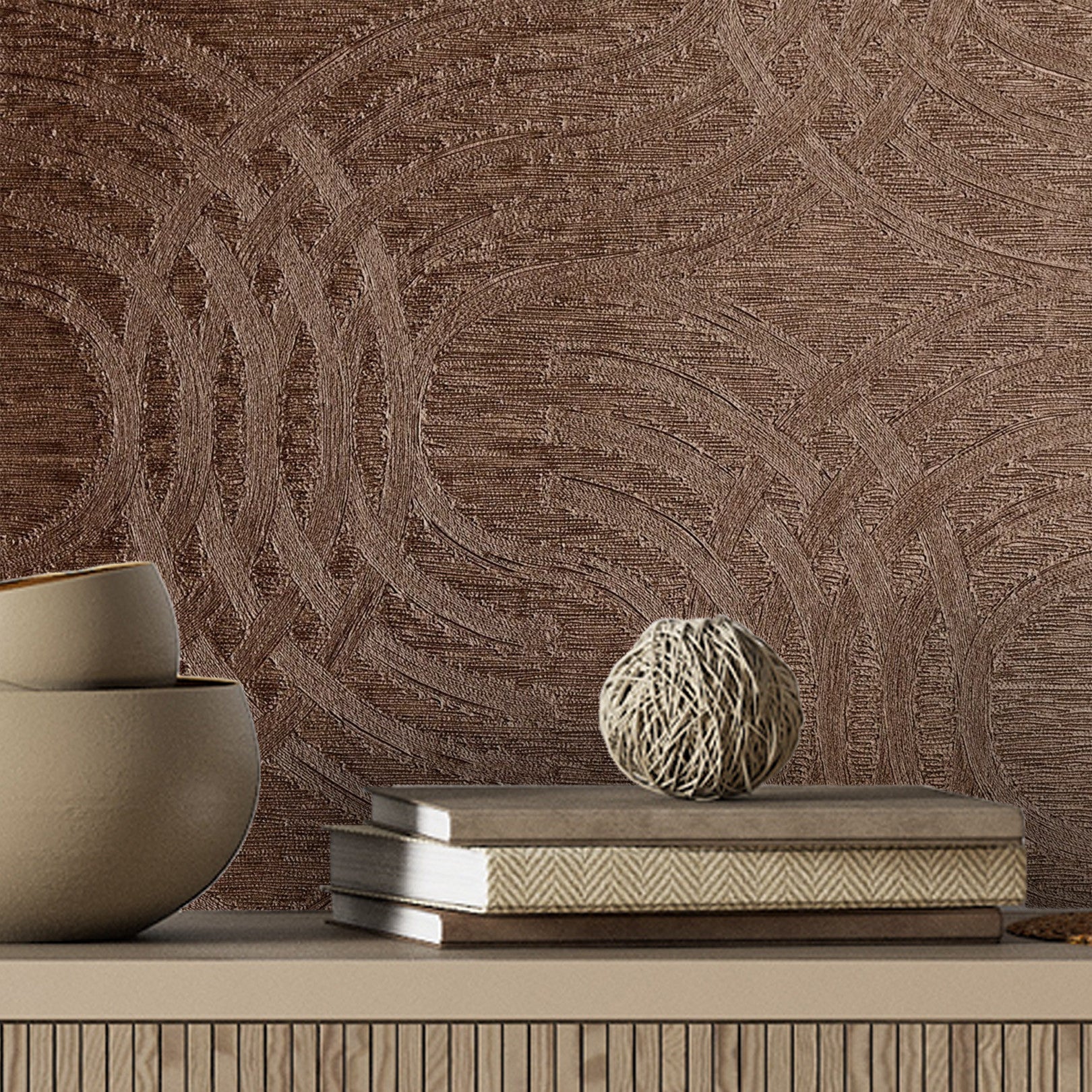 Tapeta metaliczna z abstrakcyjnym wzorem AURARIA - CUIVRE brązowy - Image 3