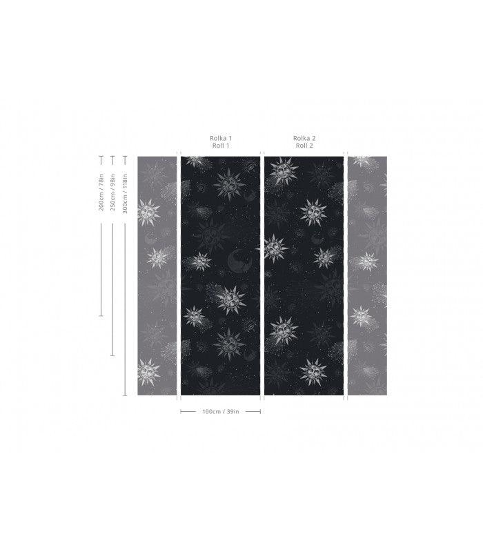 Tapeta flizelinowa z motywem słońca i księżyca MOON AND SUN ciemnoniebieski - Image 2