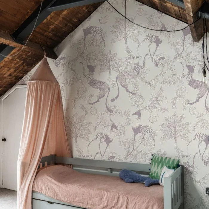 Tapeta flizelinowa z motywem zwierzęcym MYTHICAL ANIMALS beżowy z różowym