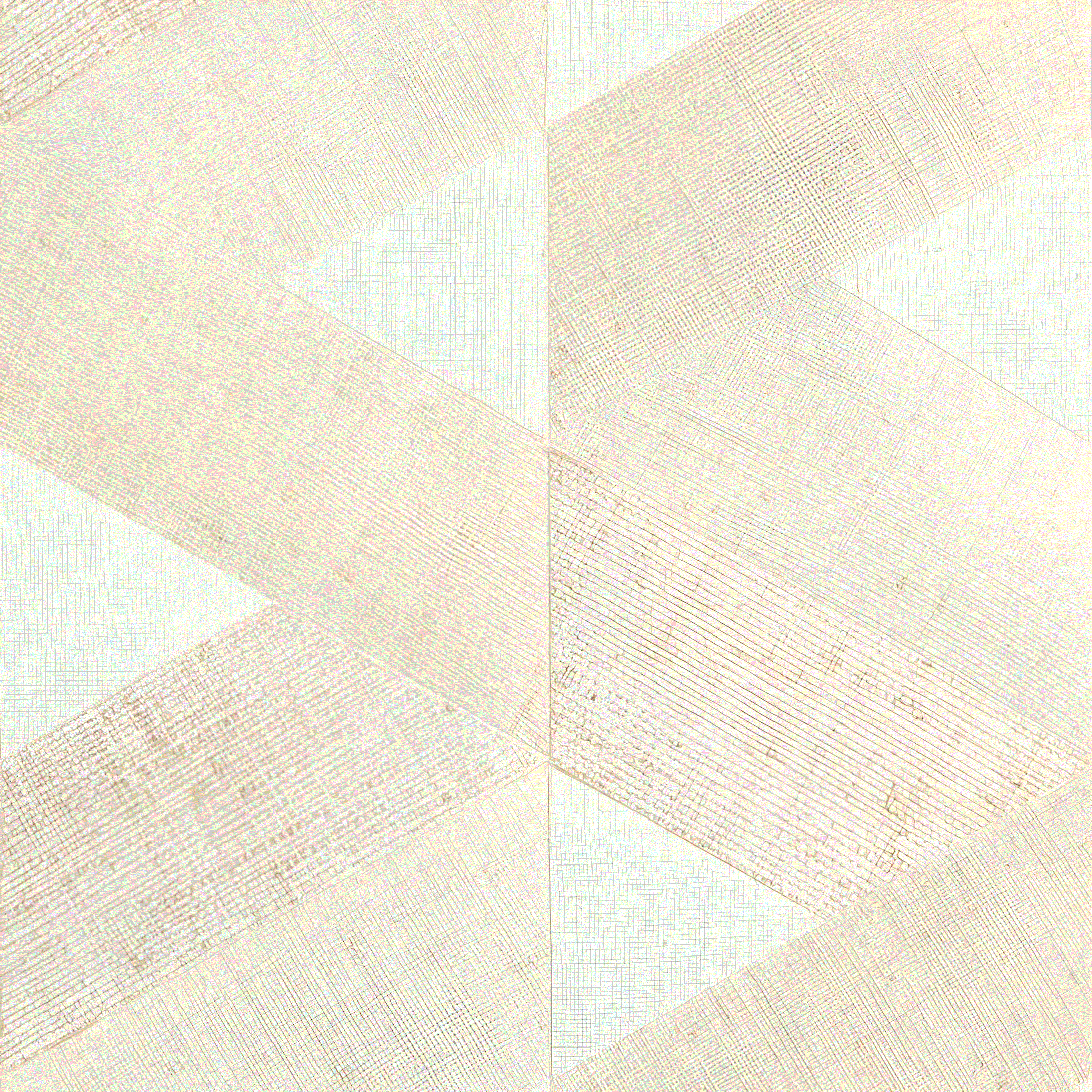Tapeta naturalna z geometrycznym wzorem z rafii SOLAL - BLANC biały z beżowym