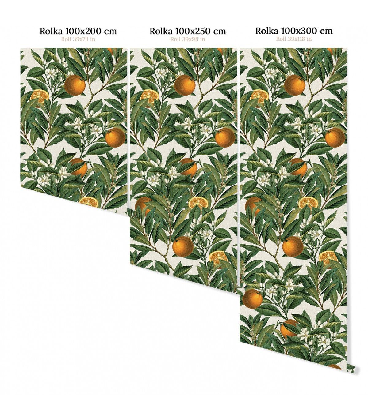 Tapeta flizelinowa z motywem roślinnym ORANGE TREE zielony z pomarańczowym - Image 3