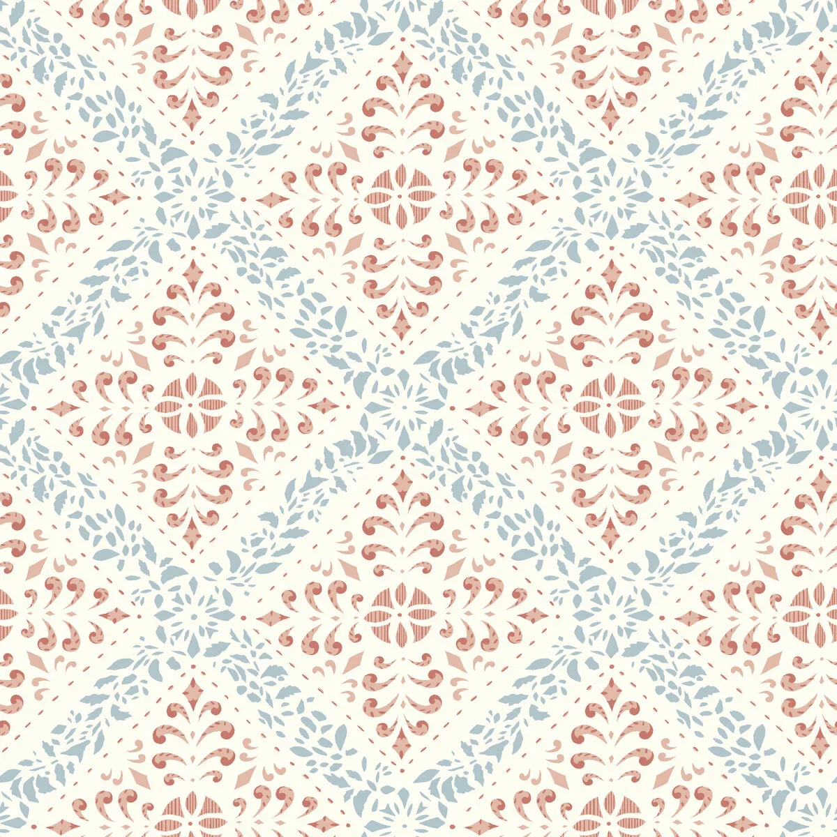Tapeta flizelinowa papierowa z abstrakcyjnym wzorem NYBORG terakota z niebieskim