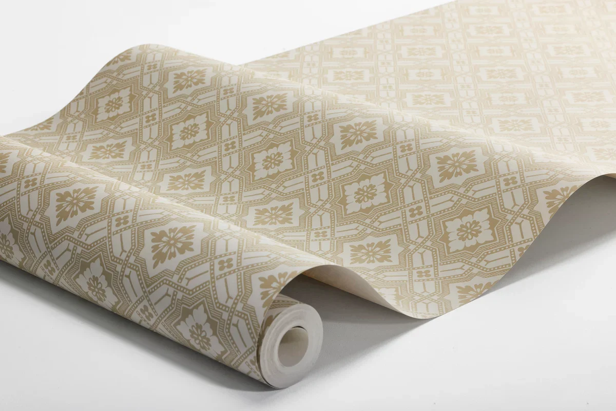 Tapeta flizelinowa papierowa z geometrycznym wzorem FRIEDRICH złocisto-beżowy - Image 5