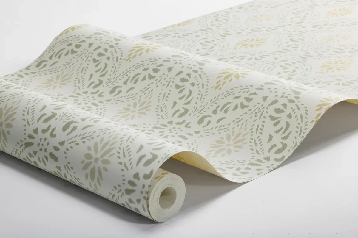 Tapeta flizelinowa papierowa z geometrycznym wzorem KVARNHOLMEN biały z zielonym - Image 5