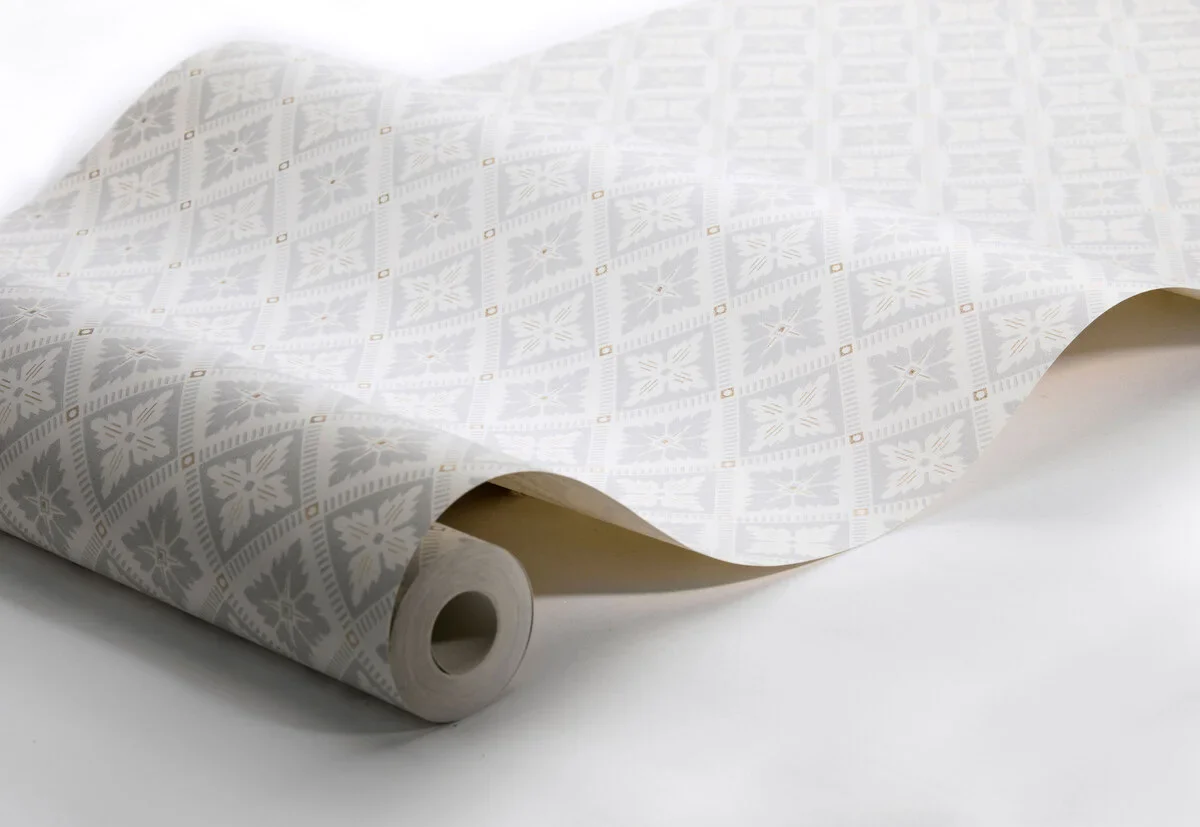 Tapeta flizelinowa papierowa z geometrycznym wzorem LOKA biały z szarym - Image 6