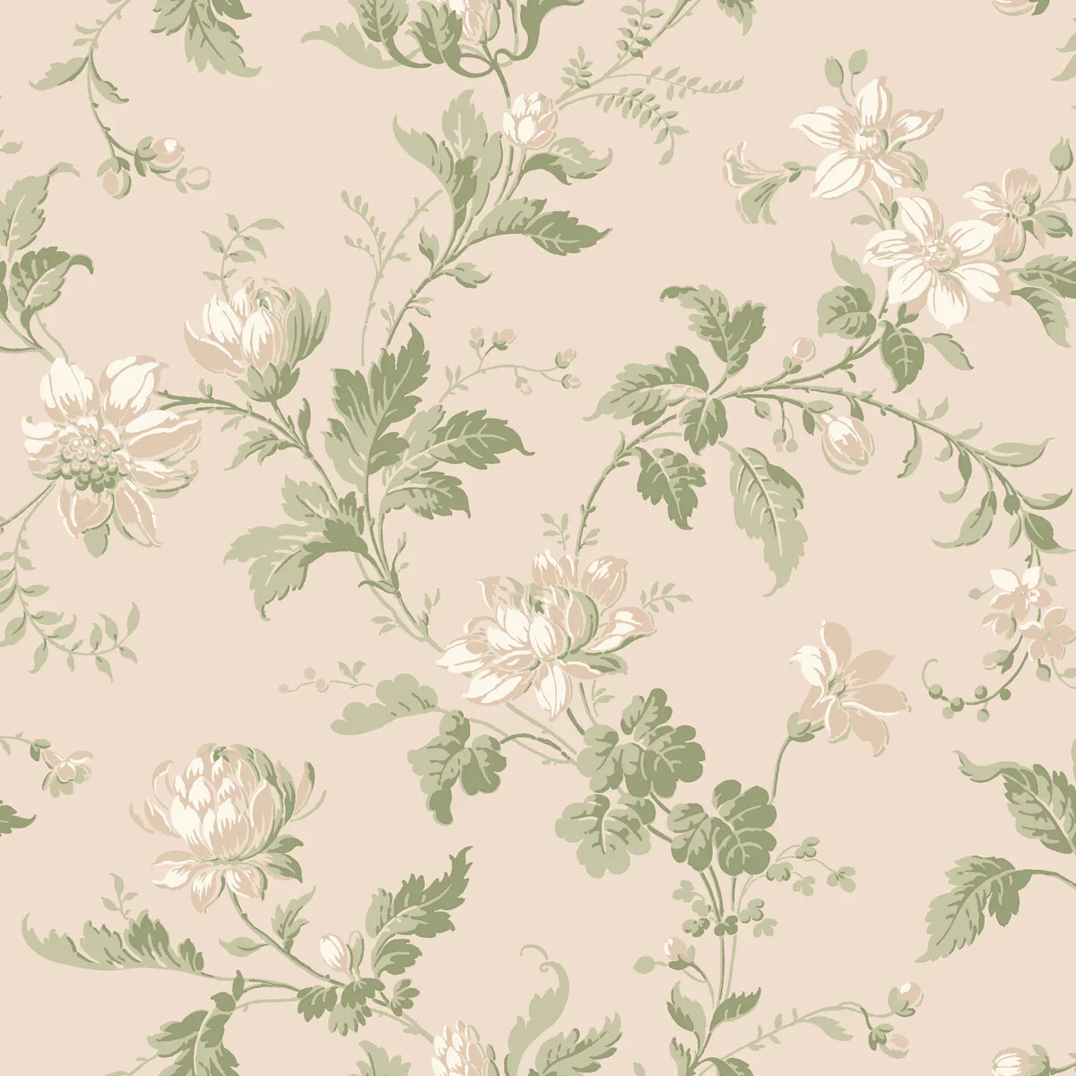 Tapeta flizelinowa papierowa z roślinnym wzorem BLOMSLINGA różowy z zielonym