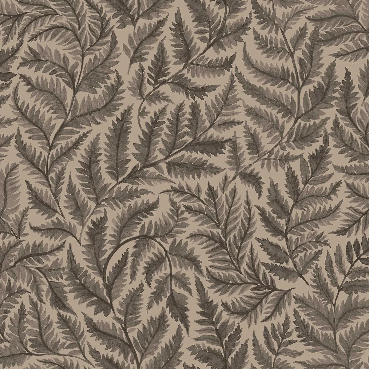 Tapeta flizelinowa papierowa z roślinnym wzorem FERNS brązowy