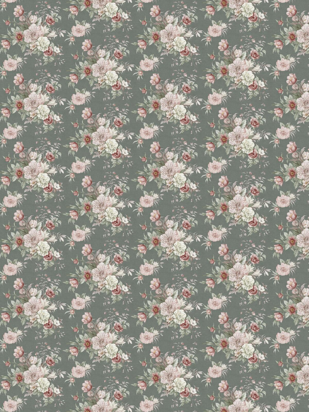 Tapeta flizelinowa papierowa z roślinnym wzorem FLORAL CHARM ciemny zielony z różowym - Image 3