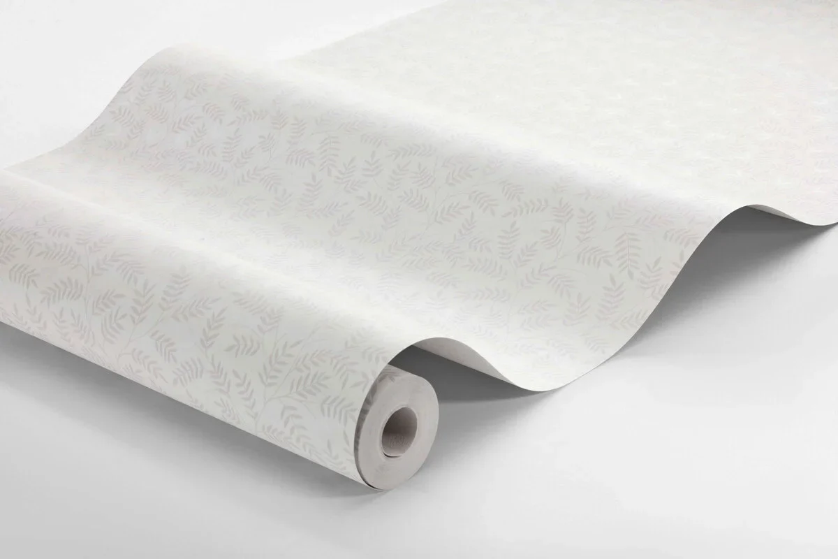 Tapeta flizelinowa papierowa z roślinnym wzorem OLOF biały z beżowym - Image 3