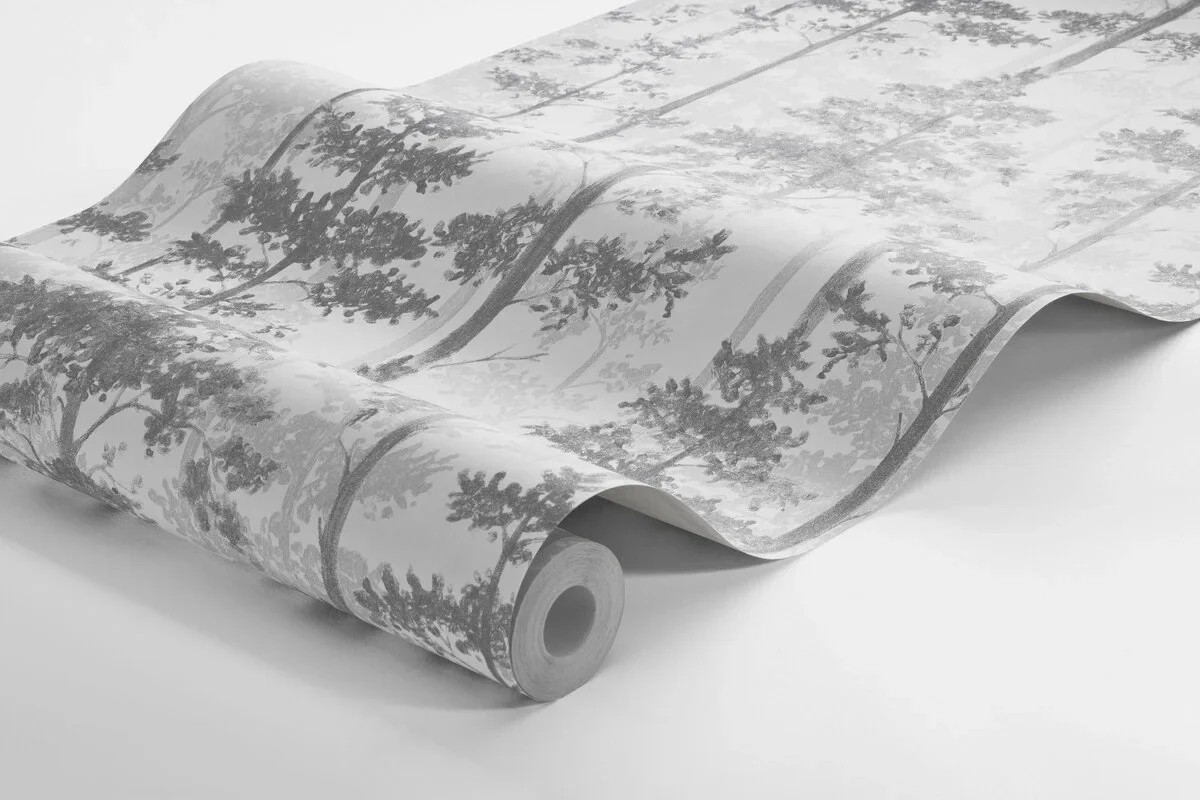 Tapeta flizelinowa papierowa z roślinnym wzorem RONJA szary z białym - Image 4