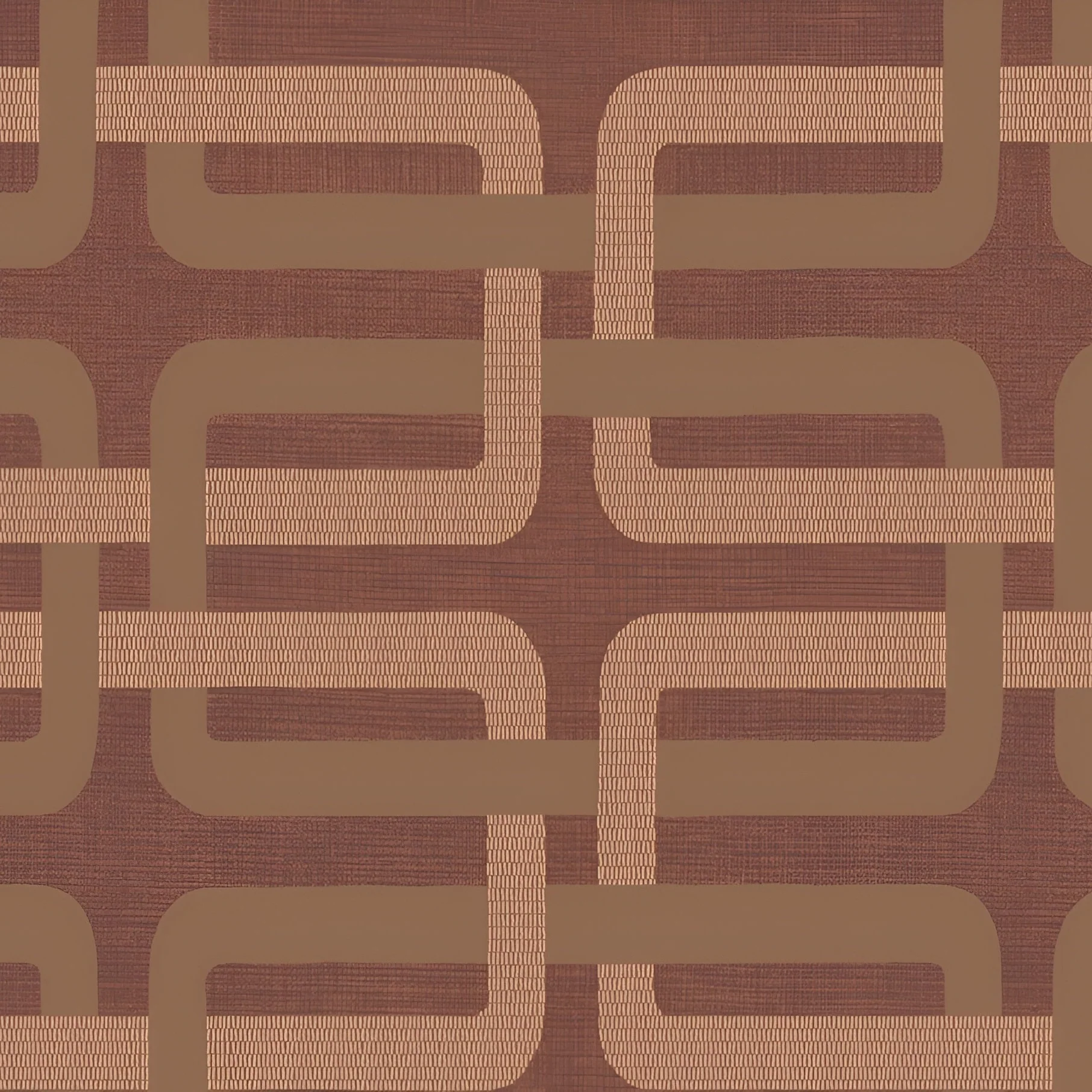 Tapeta strukturalna z geometrycznym wzorem MATJARA - TERRACOTTA/CUIVRÉ bordowy