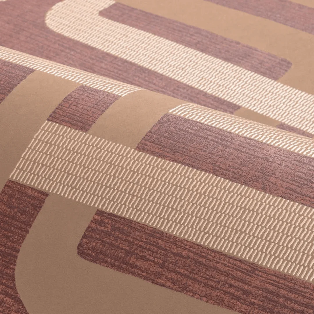 Tapeta strukturalna z geometrycznym wzorem MATJARA - TERRACOTTA/CUIVRÉ bordowy - Image 3