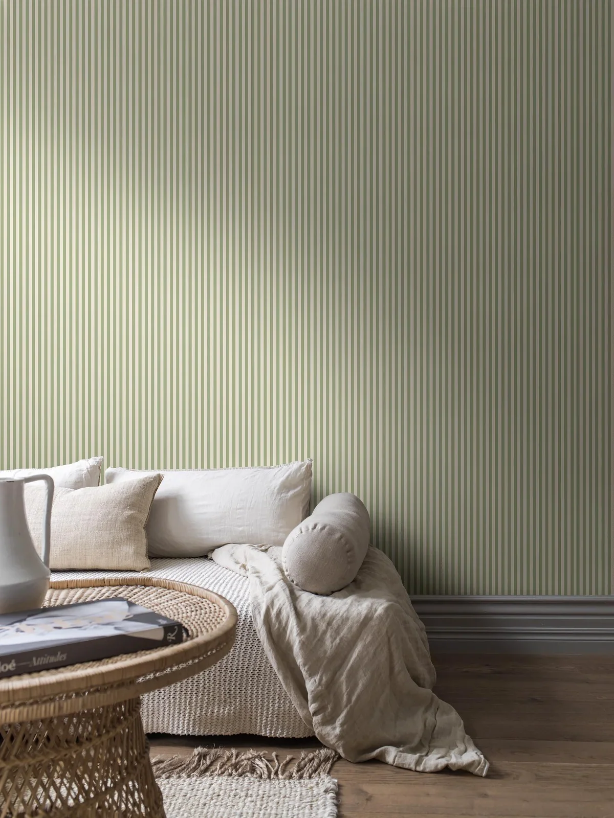 Tapeta ze wzorem w paski MÖLLE STRIPE zielony z beżowym - Image 6