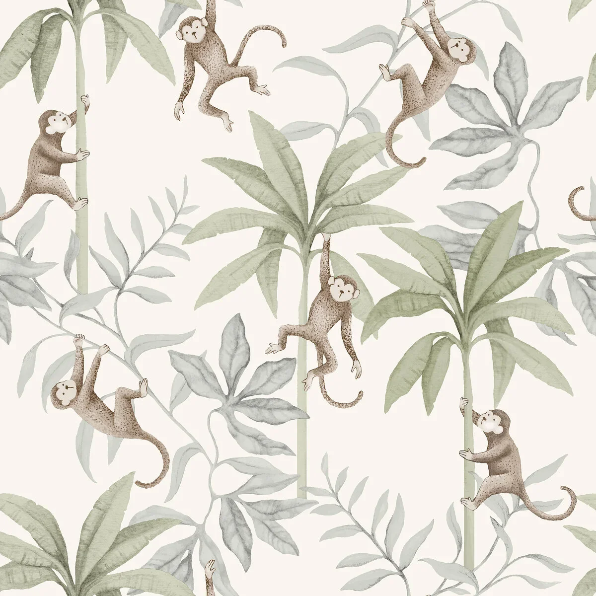 Tapeta dziecięca z motywem dżungli JUNGLE FRIENDS biały