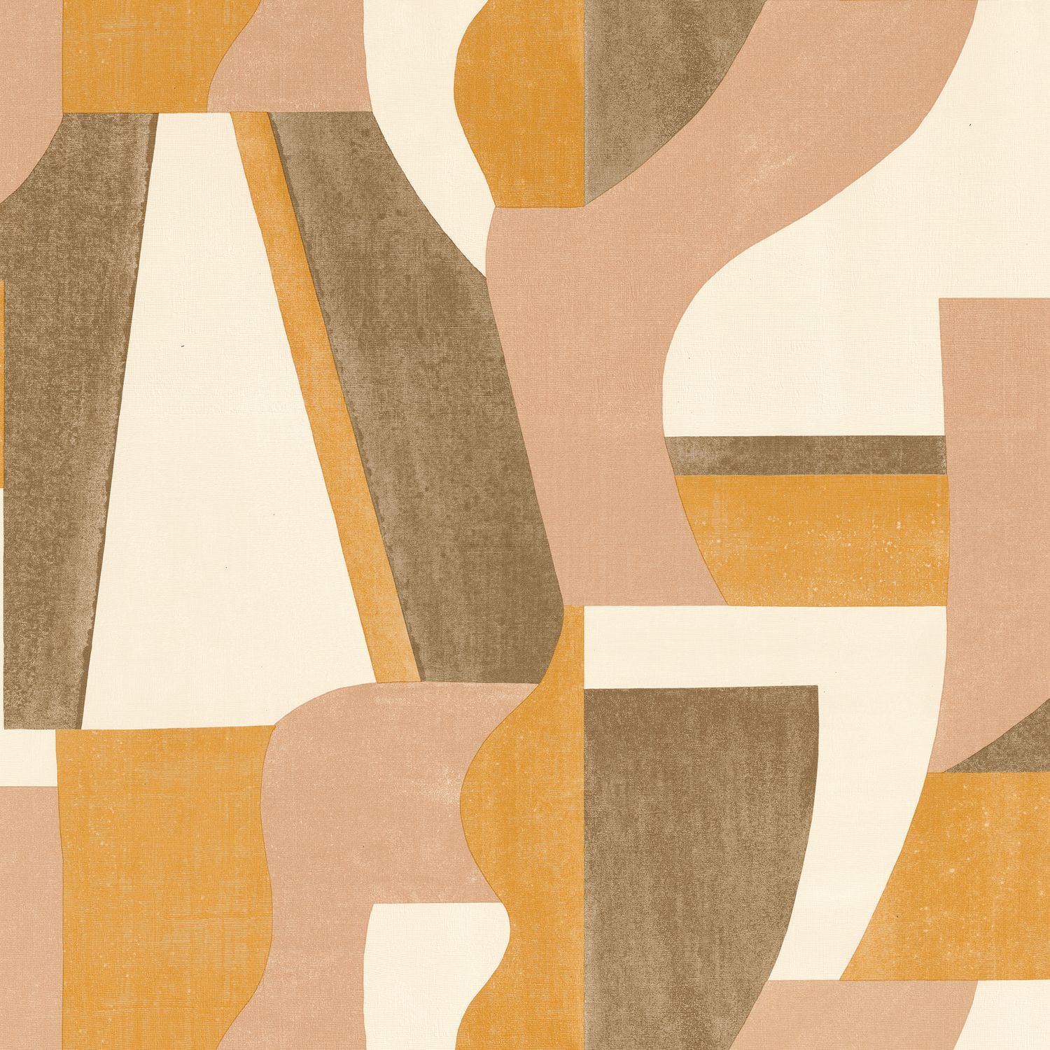 Tapeta strukturalna z motywem geometrycznym GINO - OCRE/NUDE pomarańczowy z brązowym