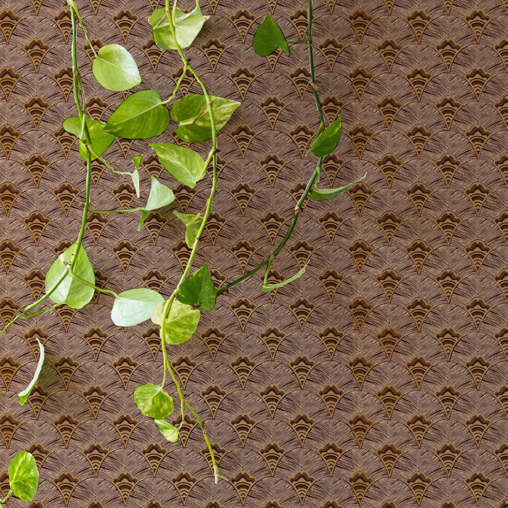 Tapeta strukturalna z abstrakcyjnym wzorem wachlarzy ADENIUM - ROUILLE rdzawy brąz - Image 4