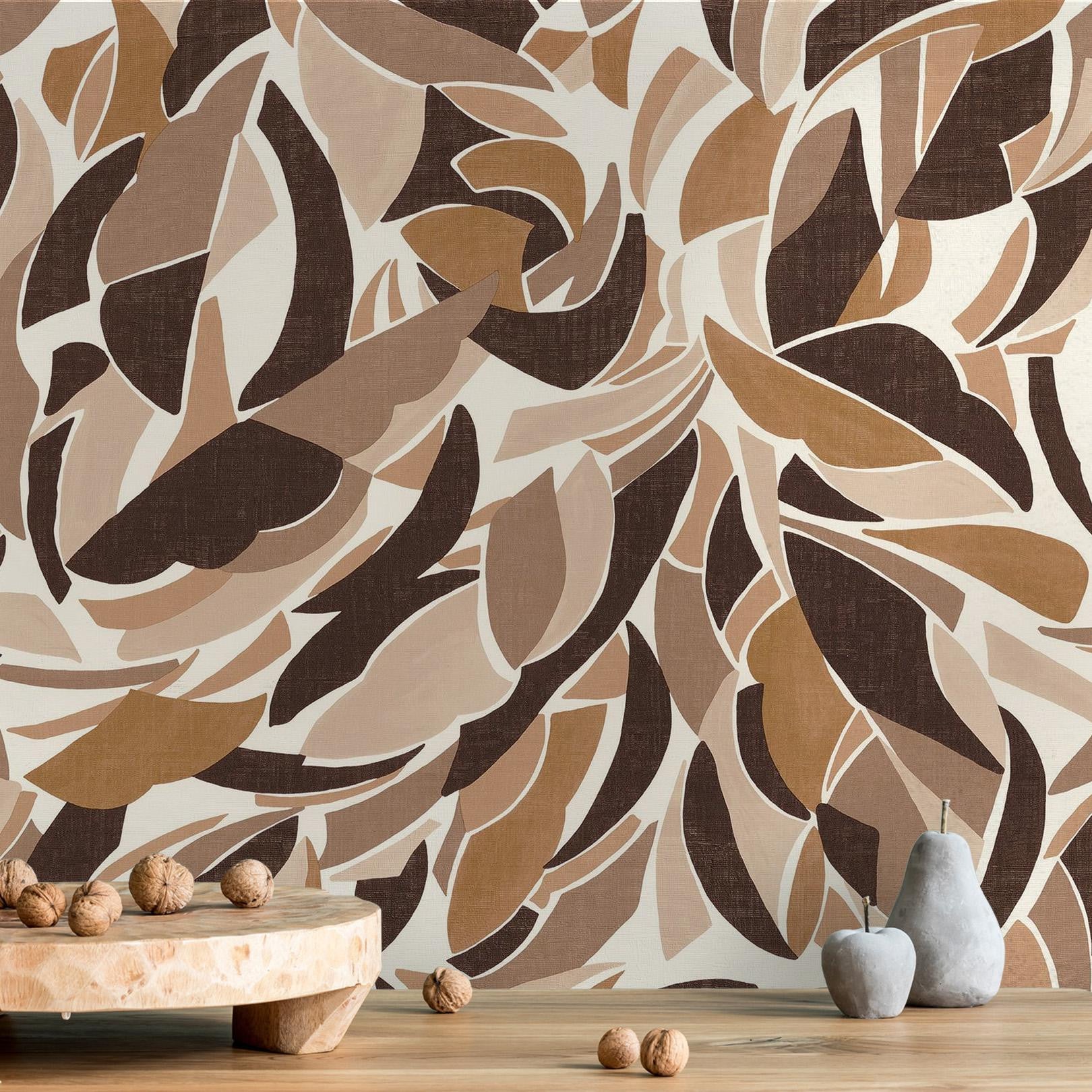 Tapeta strukturalna z abstrakcyjnym wzorem COLLAGE - BLANC/CHOCOLAT biały z czekoladowym - Image 2
