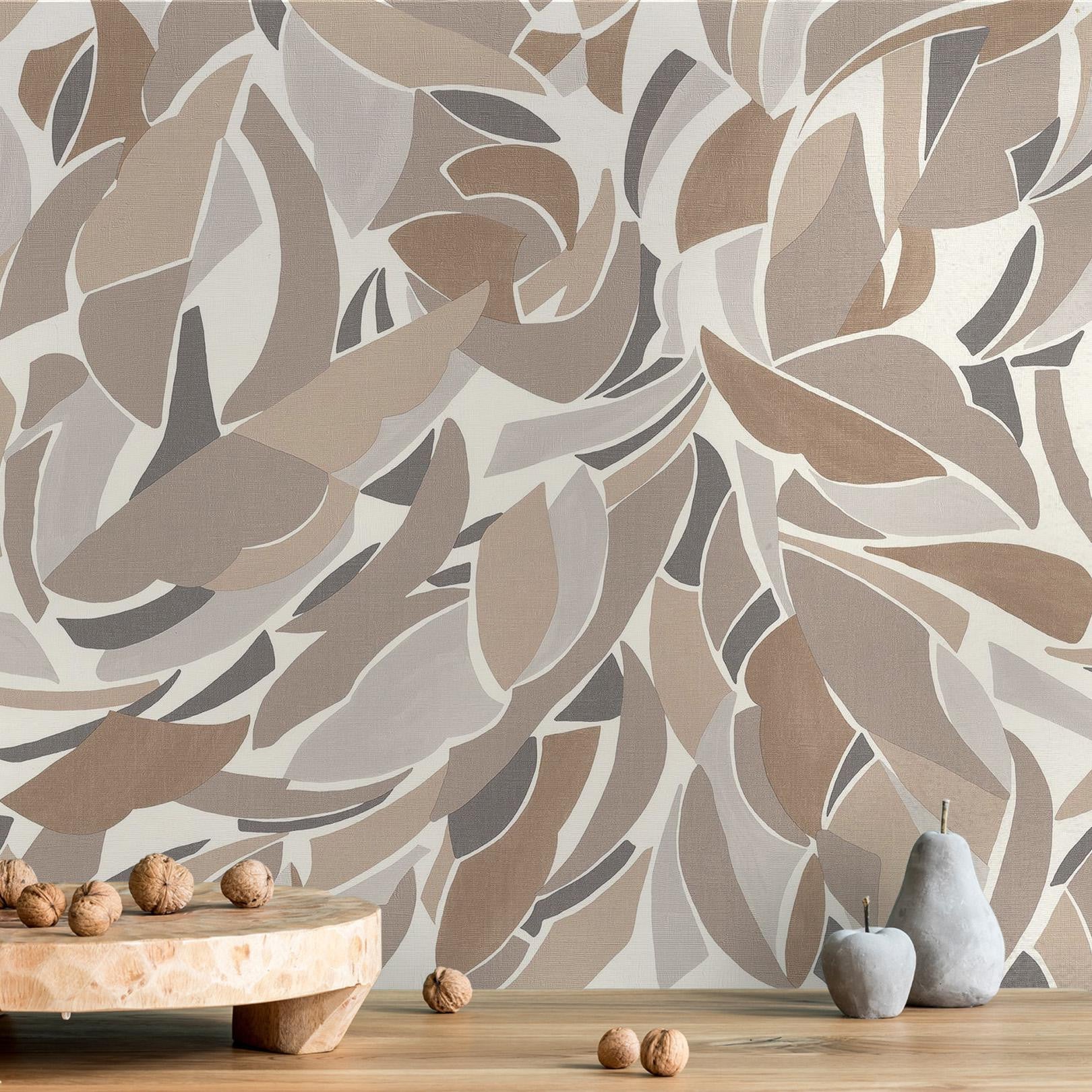 Tapeta strukturalna z abstrakcyjnym wzorem COLLAGE - BLANC/SABLE biały z piaskowym - Image 5