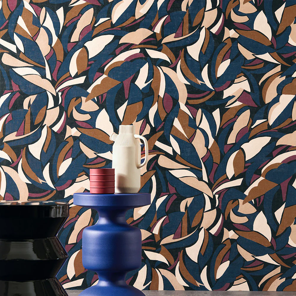 Tapeta strukturalna z abstrakcyjnym wzorem z motywem geometrycznym COLLAGE - NOIR/BLUSH czarny z granatowym - Image 2