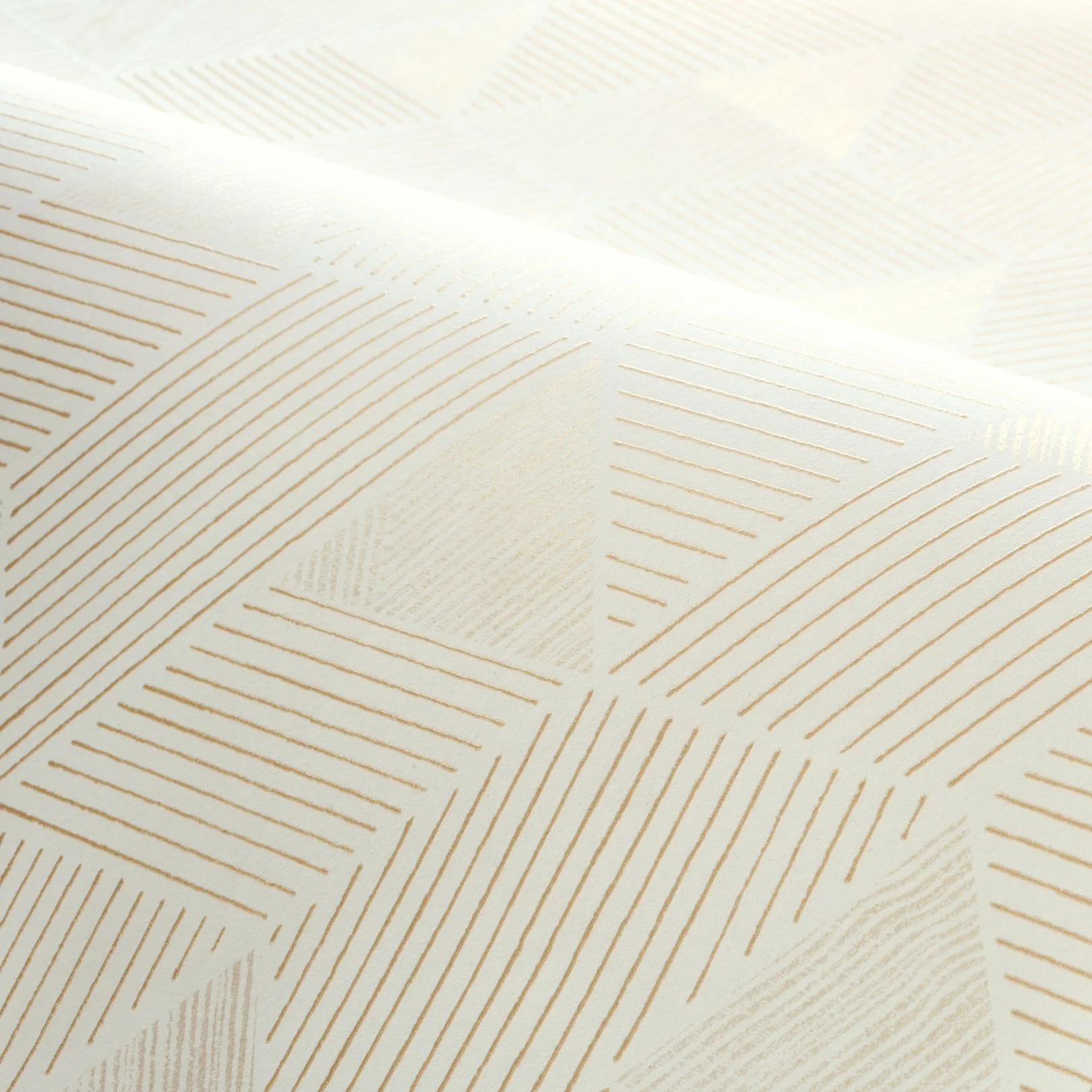 Tapeta strukturalna z geometrycznym wzorem MÉROÉ - BLANC/DORE biały ze złotym - Image 3