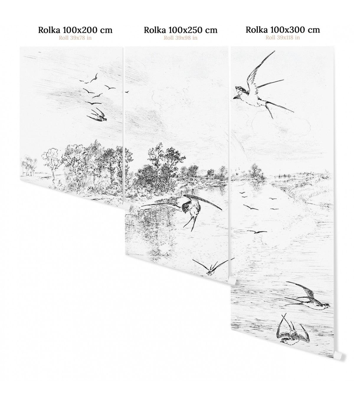 Tapeta flizelinowa z krajobrazem SWALLOW biały - Image 5