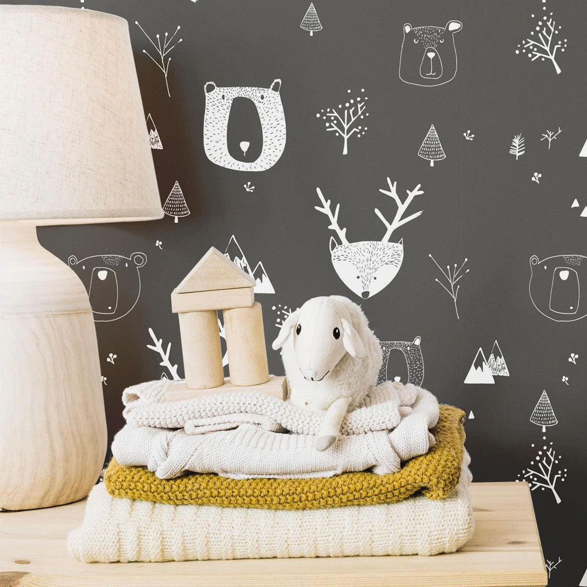 Tapeta flizelinowa dziecięca z motywem zwierzęcym TEDDY BEARS czarny