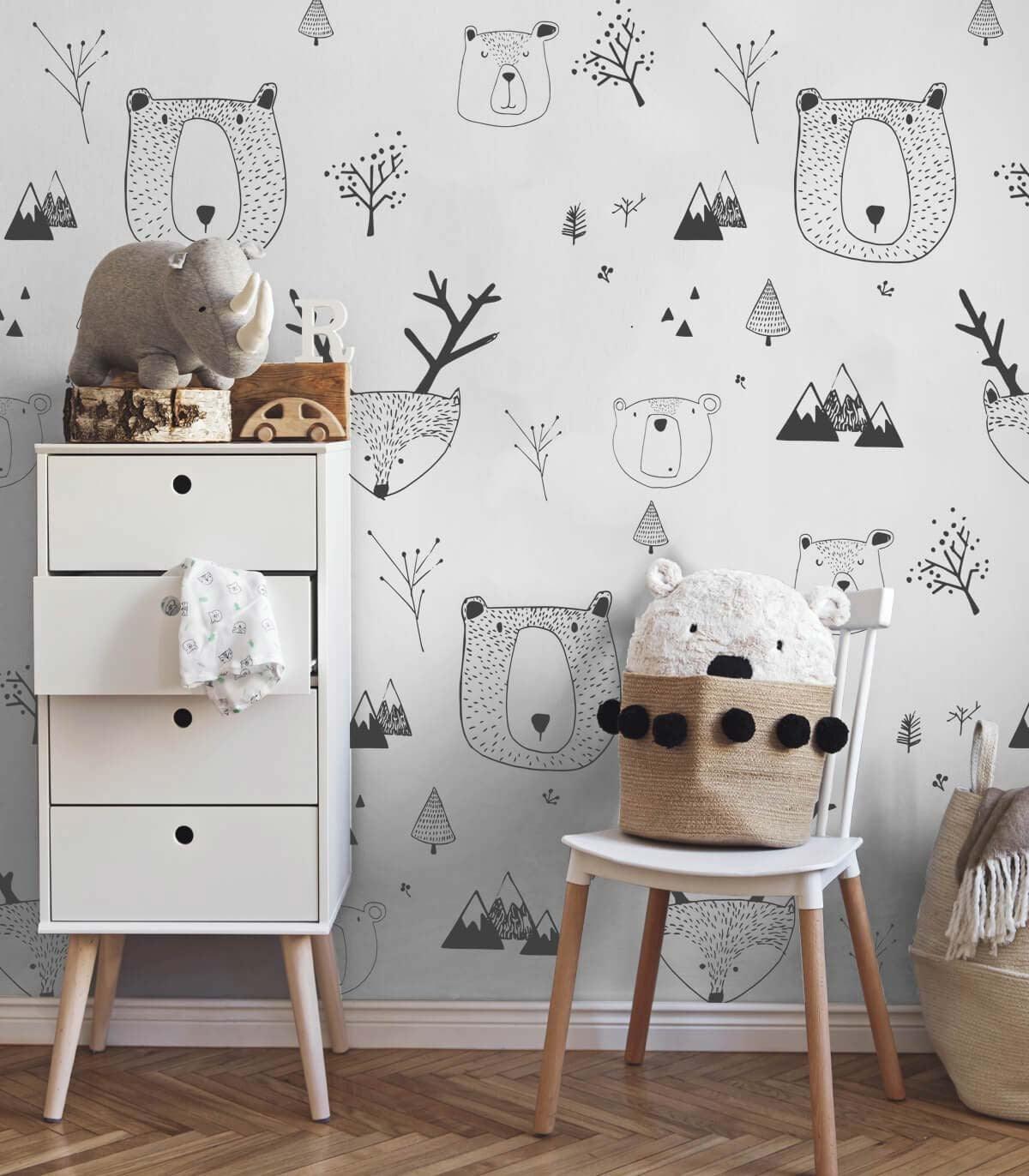 Tapeta flizelinowa dziecięca z motywem zwierzęcym TEDDY BEARS biały - Image 2