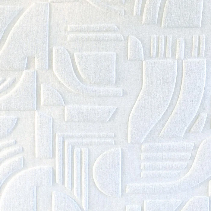 Tapeta tekstylna strukturalna z geometrycznym wzorem LINSOLITE - BLANC biały