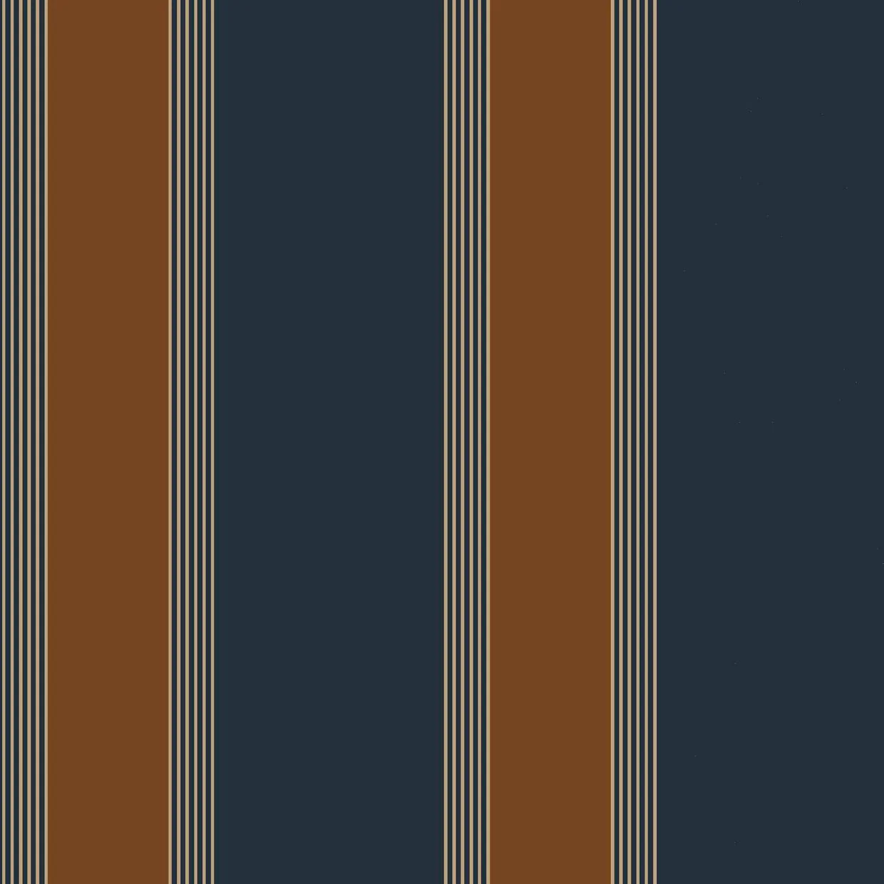 Tapeta z geometrycznym wzorem w paski AUTEUIL - MARINE/ROUILLE granatowy z brązowym