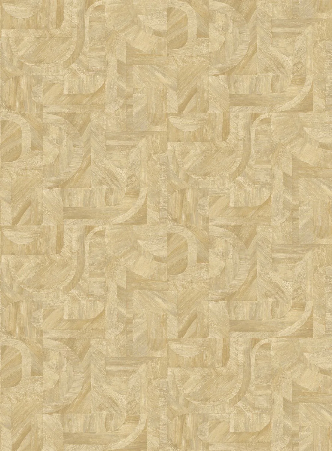Tapeta strukturalna imitująca drewno geometryczna z wzorem mozaiki INTARSIA - PAILLE złotawy beż - Image 4