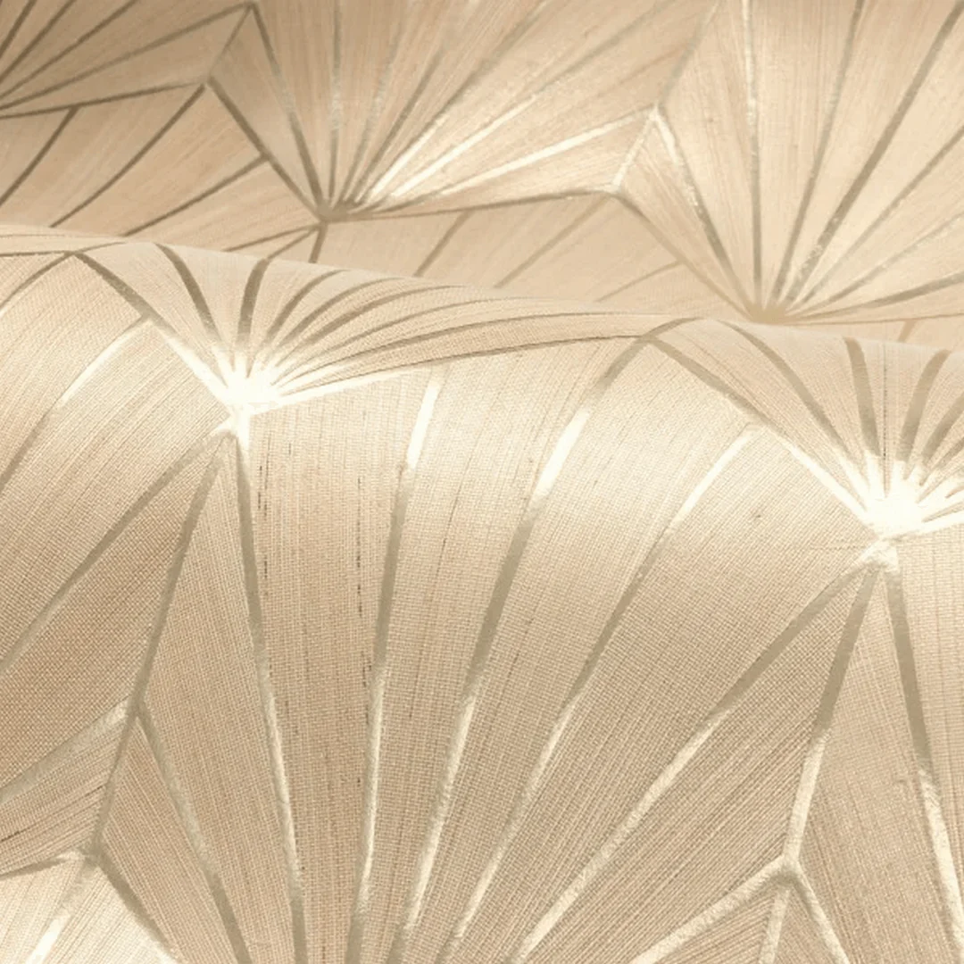 Tapeta naturalna metaliczna strukturalna art deco MAJESTÉ - BEIGE SABLE OR beżowy - Image 4