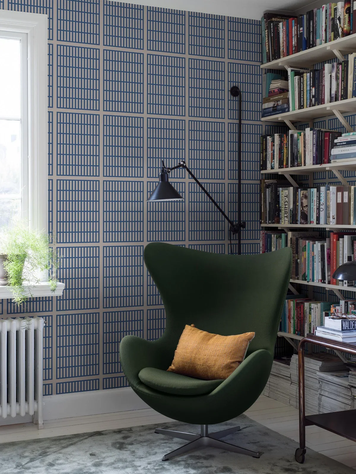Tapeta z geometrycznym wzorem ALVAR AALTO 14/6 biały z niebieskim - Image 3
