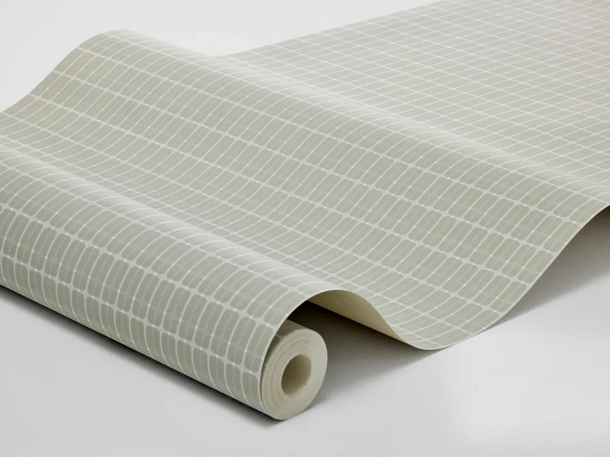 Tapeta z motywem geometrycznym w kratę ALVAR AALTO M.I.T zielony - Image 4