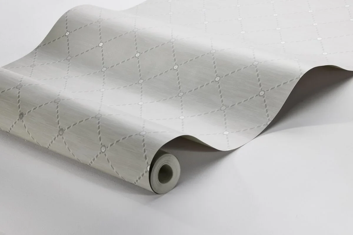 Tapeta z motywem geometrycznym GOLDEN TRELLIS szary z białym - Image 3