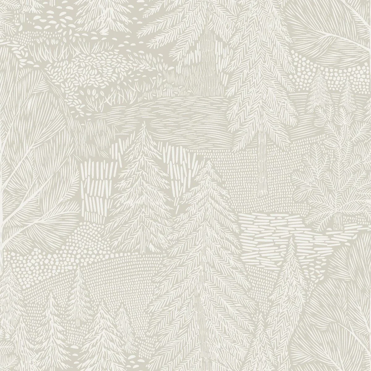Tapeta z motywem roślinnym drzew NORTHERN FOREST beżowy
