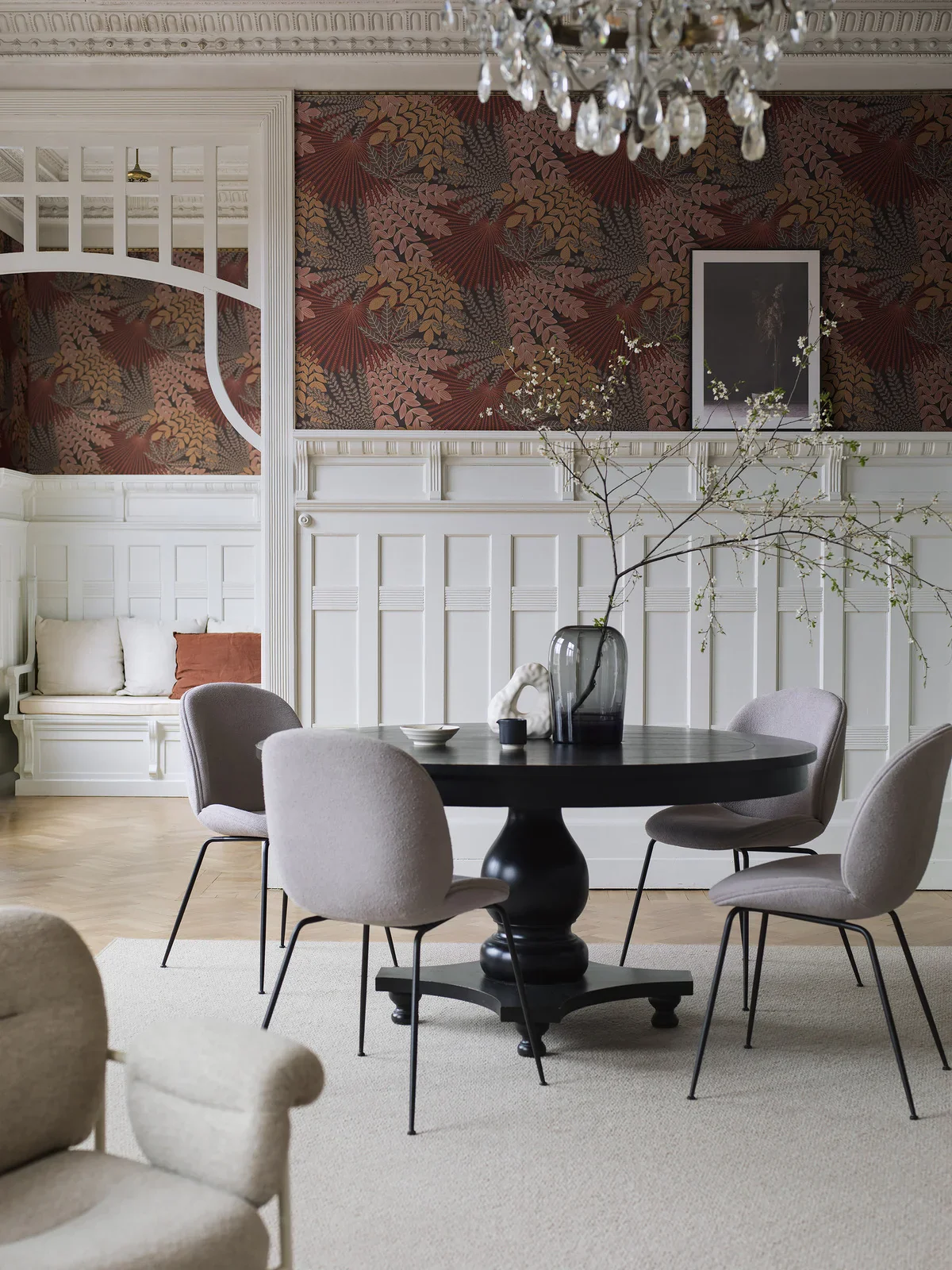 Tapeta z motywem roślinnym liści VELVET LEAVES pomarańczowy z czerwonym - Image 3