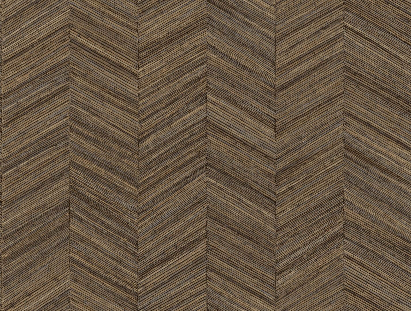 Tapeta strukturalna geometryczna imitująca drewno ze wzorem jodełki OCOTEA - SEPIA ciepły brązowy - Image 4