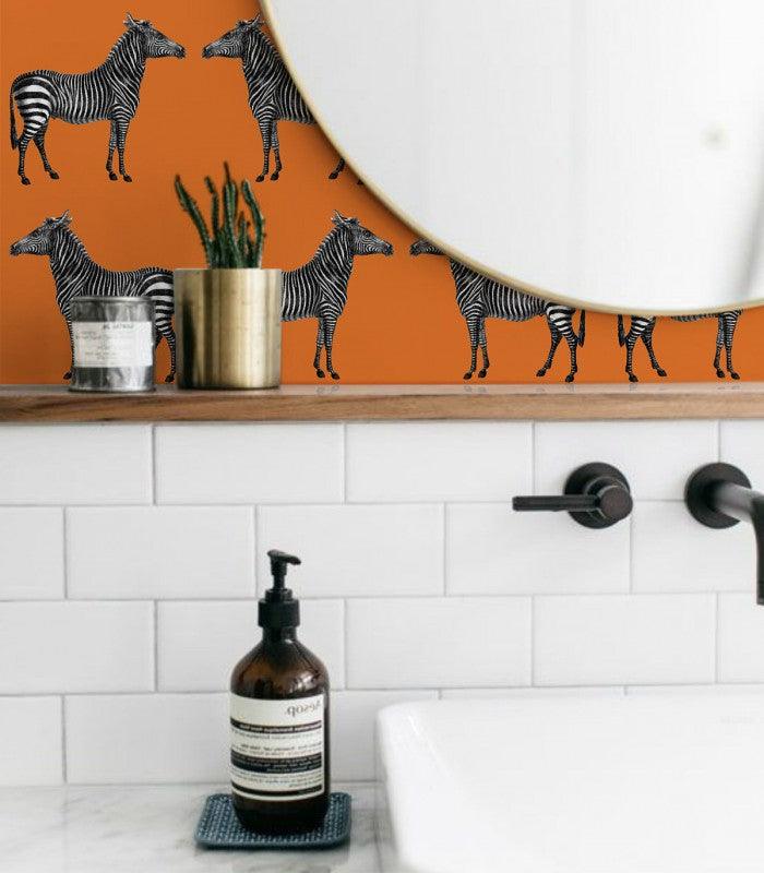 Tapeta flizelinowa z motywem zwierzęcym ZEBRA pomarańczowy - Image 2