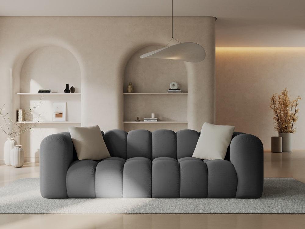 Sofa aksamitna 3-osobowa HALLEY szary - Image 2