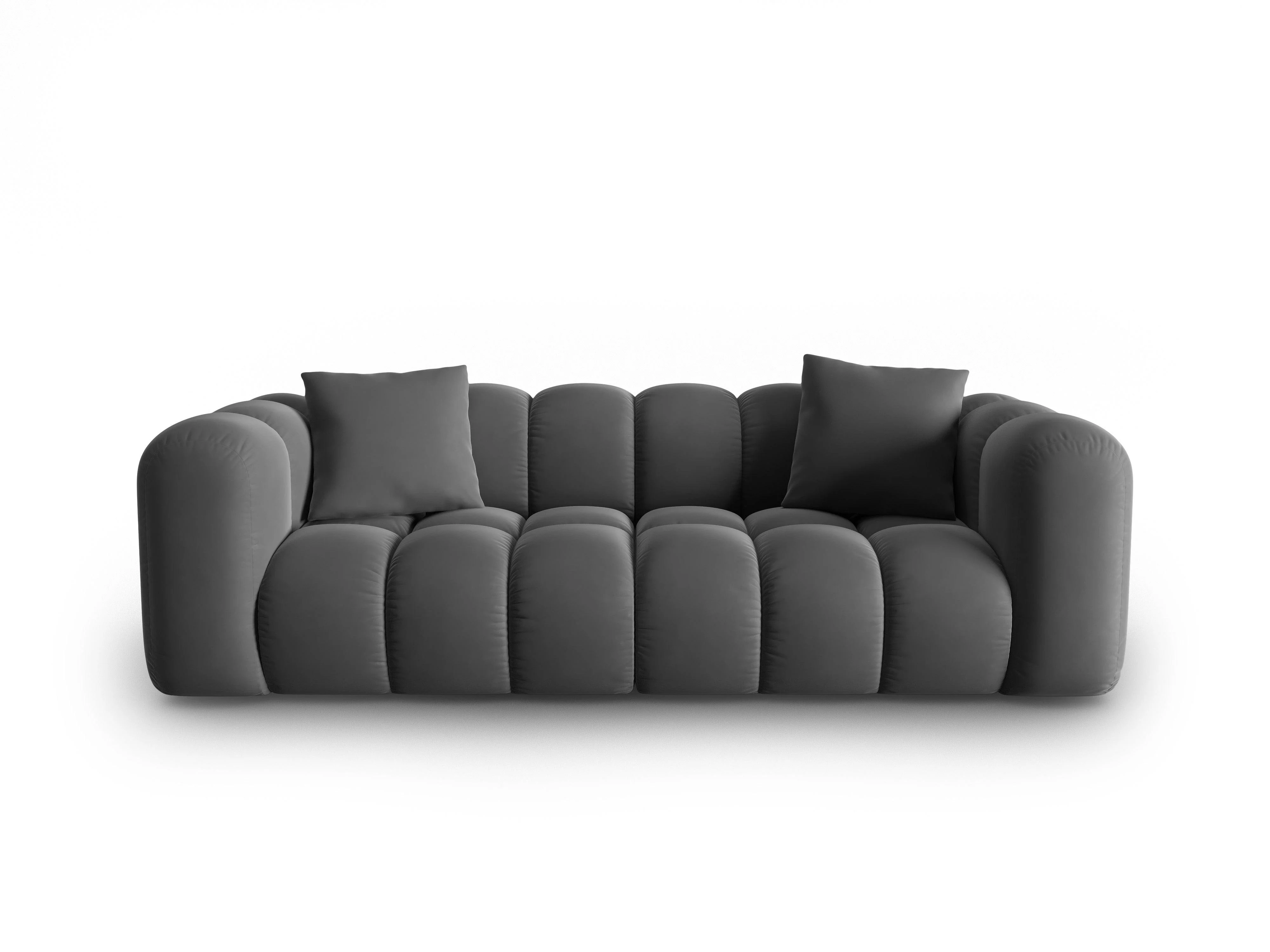 Sofa aksamitna 3-osobowa HALLEY szary - Image 3